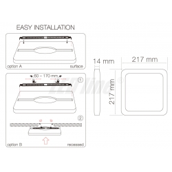 Panel LED line EasyFix kwadrat 18W   Różne barwy światła